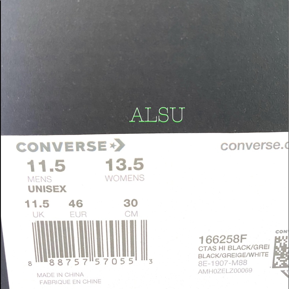 Converse Ctas Canvas High Top Grey Black Egret Skate Shoes Men's Size 166258F - Picture 10 of 11